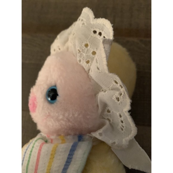 Bantam Plush Baby Doll Yellow Pink Face Blue Eyes 11" Vintage READ - Picture 5 of 9